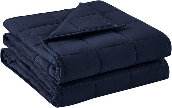 BB BLINBLIN Adult Weighted Blanket Heavy Blanket, Calm and Sleep, Premium Soft and Comfortable Material and Glass Beads (Navy Blue, 60''x80'' 12lbs), Suit for Adult(~110lb) Use on Queen/King Bed